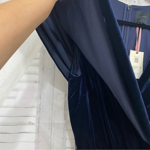 Alex Marie Size 16 Capelet Cape Navy Blue Velvet V-Neck Jumpsuit Wide Leg Formal - Picture 5 of 11